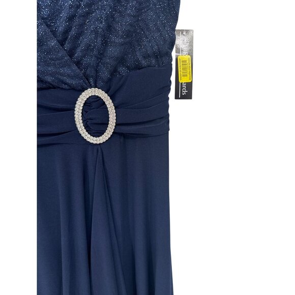 R&M Richards Womens Navy Cascade Wrap Dress Waist Sash formal size 10 new $99 - Picture 4 of 9